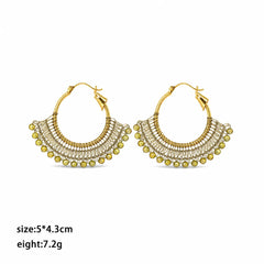 Female Vintage Elegant Zircon Natural Stone Copper Wire Hoop Earring Mixed Order Accepted in Stock Jewelry for Women Party Use