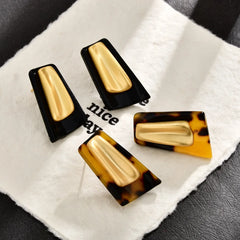 Fashion Contrast Color Earrings Geometric Leopard Print Simple Earrings Stud Elegant Design Personality Korea EarJewelry Women