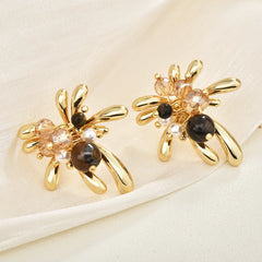 2025 New Fashion Golden Earrings Women's Light Luxury High-end Elegant Earrings Stud Super Fairy Personality Vintage Earrings