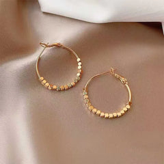 Women Flower Decorative Medium Hoop Earring Fashion Elegant Luxurious Glamorous Trendy Wholesale Jewelry Accessories for Causal