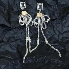 Luxury Refined Dainty Elegant Drop Earrings for Girs Sweet Bowknot Elegant Jewelry Imitation Pearl for Women Ladies Accessories