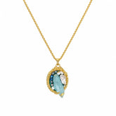 Fashion Copper 18K Gold Jewelry Sets for Girls Earrings Necklaces Aquamarine Crystal for Women Ladies Wholesale Bulk Luxury