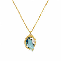 Fashion Copper 18K Gold Jewelry Sets for Girls Earrings Necklaces Aquamarine Crystal for Women Ladies Wholesale Bulk Luxury