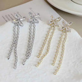Female Tassel Square Shape New Design Rhinestone Drop Earring Fashion Sparking Glitter Luxurious Bulk Daily Jewelry Accessories