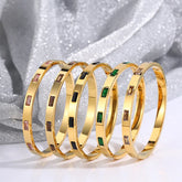 Titanium Steel Bangles Colorful Square Zircon High-end Light Luxury Bracelet Fashionable Non-fading Women's Jewelry Accessories
