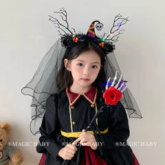 Halloween Magic Wand Spider Ghost Pumpkin Bat Rose Gothic Style Party Accessory for Kids Girls Spell Casting Cosplay for Child