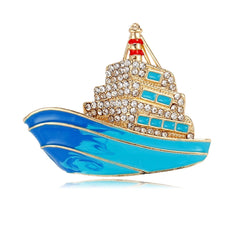 Fashion Rhinestone Boat Elegant Trendy Sweet Brooches for Girls Stylish Trendy Pins Jewelry for Women Ladies Accessories Chic
