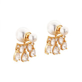 Korean-style Fashionable Large Imitation Pearl and Water Drop Zircon Earrings Exquisite High-end Elegant Ear Jewelry Wholesale
