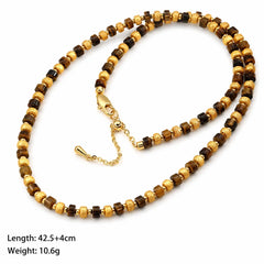 Fashion Tiger Eye Stone Gold Plated Beads Necklaces for Girls Vintage Zen Jewelry for Women Ladies Wholesale China Manufacturer