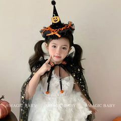 Halloween Cape for Kids Glossy Shiny Children Costume Cloak Spooky Party Wear Pumpkin Festival Gift Trick or Treat Accessory