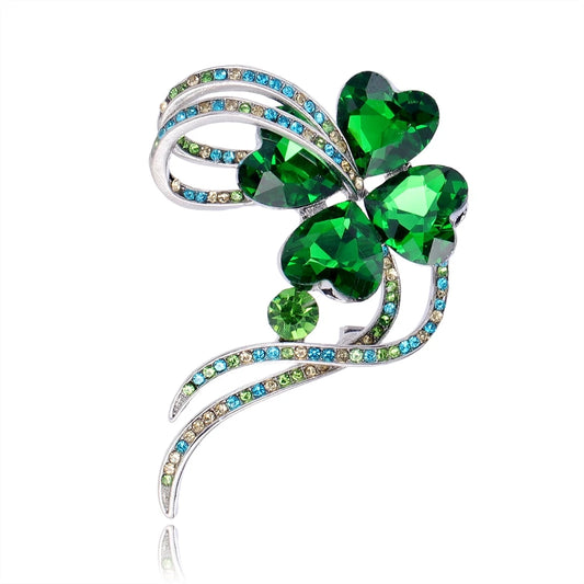 Fashion Glitter Lucky Elegant Plants Rhinestone Brooches for Girls Elegant Simple Pins Jewelry for Women Ladies Accessories