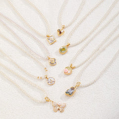 Fashion Copper 18K Gold Pearl Necklaces for Girls Elegant Sweet Drip Glaze Jewelry for Women Ladies Wholesale Manufacturer