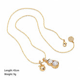 Fashion Copper 18K Gold Plated Sparking Cubic Zirconia Gourd Shape Necklaces for Girls Trendy Jewelry for Women Ladies Wholesale