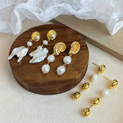 Fashion Freshwater Pearl Copper 18K Gold Played S925 Silver Drop Earrings for Girls Elegant Jewelry for Women Ladies Wholesale