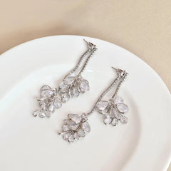 Sweet Fashion Flower Tassel Drop Earrings for Girls Elegant Floral Jewelry for Women Ladies Accessories Chinese Supplier