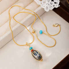 Fashion Ceramic Red Agate Blue Turquoise Copper 18K Gold Plated Pendent Necklaces for Girls Jewelry for Women Ladies Wholesale