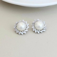 Elegant Sweet Simple Minimalistic Imitation Pearl Stud Earrings for Girls Trendy Fashion Classic Jewellry for Women Ladies