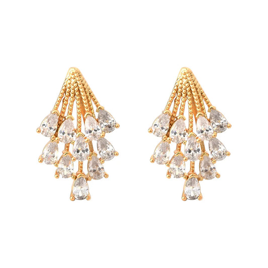 Super Fairy Firework Stud Earrings Water Drop Glitter Zircon Earrings Fashionable Stylish Light Luxury Ear Jewelry Accessories