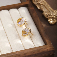 Fashion Glitter Glass Copper 18K Gold Plated Stud Earrings for Girls Sweet Elegant Jewelry for Women Ladies Wholesale Bulk