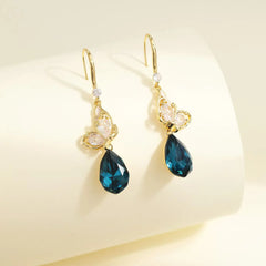 Elegant Luxurious Rhinestone Glitter Fine Drop Earrings for Girls Butterfly Sparkle Jewelry for Women Ladies Accessories Chic