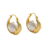 Female Unique Trendy Earrings Retro Hemp Pattern Earclips High-end Beads and Imitation Pearl Elegant Fashion Earrings Jewelry