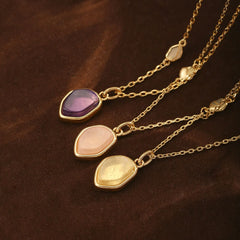 Fashion Natural Stone Pendent 18K Gold Plated Necklaces for Girls Elegant Simple Jewelry for Women Ladies Wholesale Bulk