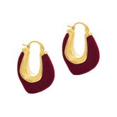 Fashion Flocking Ear Buckles Geometric Solid Colors Ankela Red Earrings Light Luxury High-end Retro Earrings Women Autumn Winter