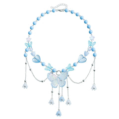 Fashion Sweet Butterfly Tassel Princess Style Necklaces for Girls Fairy Beads Flowers Jewelry for Kids Children Accessories