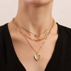 Fashion Sweet Heart Shaped Layered Wearing Necklaces for Girls Spicy Glamorous Jewelry for Women Ladies Accessories Wholesale