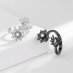 Hot Sale Spider Spinner Rings Black and Silver Zircon Fashionable Statement Anti-anxiety Rings for Unisex Accessories Wholesale