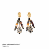 Female Dotted Stone 18k Gold-plated Necklace Picasso Separated Beads Drop Earring Charms Fashion in Stock Causal Jewelry Sets