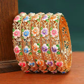 Fashion Exaggerated Vintage Charms Bangles for Girls Luxurious Floral Copper Jewellry for Women Ladies Accessories Bulk Chic