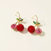 Cute Fruit Cherry Classic Drop Earrings for Girls Fashion Trendy Glitter Vintage Jewelry for Women Ladies Accessories Latest