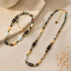 Women Brown Green Natural African Turquoise Jasper Copper Beads Necklace Fashion Vintage Charms in Stock Jewelry for Female
