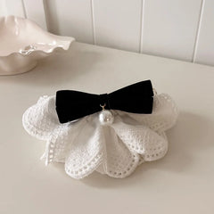 Korean Sweet Fashion Style Hair Clip Women's White Lace Bowknot Banana Clips High-end Elegant Barrette Wholesale Hair Accessory