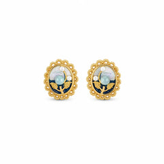 Female 0.2cm Faceted Natural Stone Chain Necklace S925 Silver 18k Gold-plated Earring Drip Glaze Hand-Painted Daily Jewelry Sets