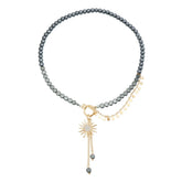 Fashion Beads Glitter Sun Sparkle Necklaces for Girls Elegant Stylish Glamorous Jewelry for Women Ladies Accessories Wholesale