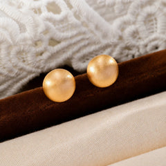 Female Gold Solid Brushed Ball S925 Silver 18k Gold-plated Small Stud Earring Fashion Elegant Charms in Stock Jewelry for Daily