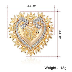 Fashion Trendy Glitter Heart Shaped Sweet Brooches for Girls Sweet Sparking Pins Jewelry for Women Ladies Accessories New Design