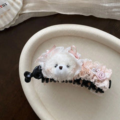 Fashion Cute Animals Dog Hair Clips for Girls Kawaii Elegant Lace Banana Clips for Women Lady Hair Accessories Chinese Supplier