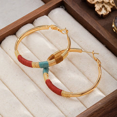 Fashion Vintage Copper 18K Gold Plated S925 Silver Hoop Earrings for Girls Trendy Stylish Jewelry for Women Ladies Wholesale