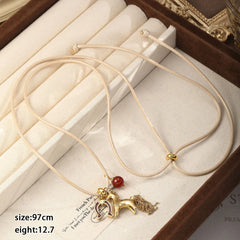 Fashion Natural Stone Copper Horse Animals Pendent Necklaces for Girls Trendy Jewelry for Women Ladies Wholesale China Factory