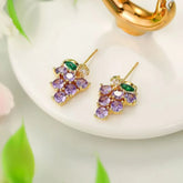 Women Fruit Shape Rhinestone Decorative Small Drop Earring Fashion Elegant Glitter Sparking Wholesale Causal Jewelry Accessories