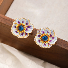 Female Flower Shape White Crystal Rhinestone S925 Silver 18k Gold-plated Stud Earring Low MOQ in Stock Jewelry for Women Daily
