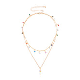 Fashion Layered Wearing Colorful Flower Floral Necklaces for Girls Sweet Elegant Glamorous Jewelry for Women Ladies Accessories
