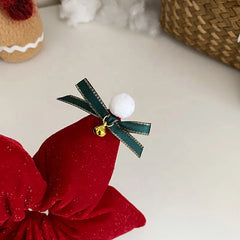 2025 Christmas Star Solid Color Scrunchies for Baby Girls Cute Sweet Bell Bowknot Hair Ties for Kids Children Hair Accessories