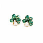 Ladies Green Pink Yellow Gold Flower Shape Stud Earring Sweet Elegant Fashion Factory Price in Stock Jewelry for Women Daily Use