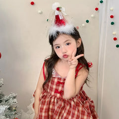 2025 Christmas Feather Lace Ribbon Bowknot Hair Clips for Baby Girls Luxurious Hat Alligators for Kids Children Hair Accessories