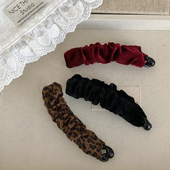Ladies Solid Color Velvet Autumn Winter Banana Clips Fashion Vintage Elegant Customized Wholesale in Stock Hair Clips Accessory