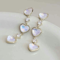 Female Heart Shape Long Drop Earring Fashion Chic Sweet Charms Luxurious Bulk Order Jewelry Accessories for Women Daily Causal